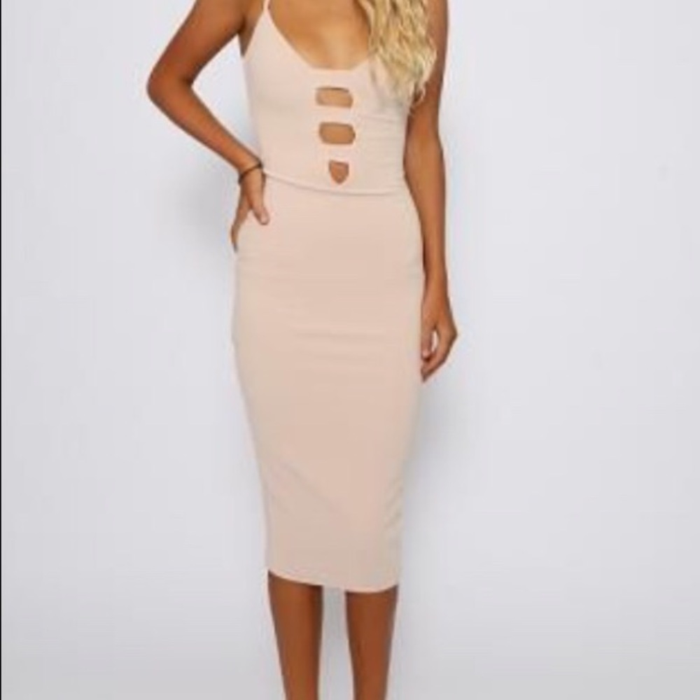 Nookie Naomi bodycon dress in nude